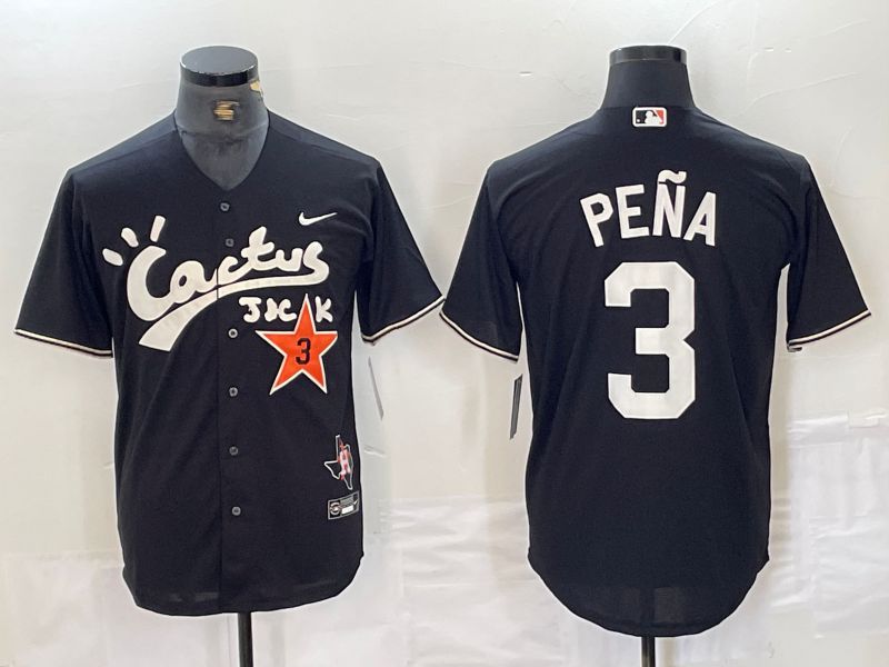 Men Houston Astros #3 Pena Black Second generation joint name Nike 2024 MLB Jersey style 1->pittsburgh steelers->NFL Jersey